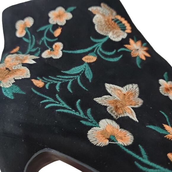 JustFab | Embroidered Floral Stiletto Peep Toe Ankle Booties - Picture 5 of 12